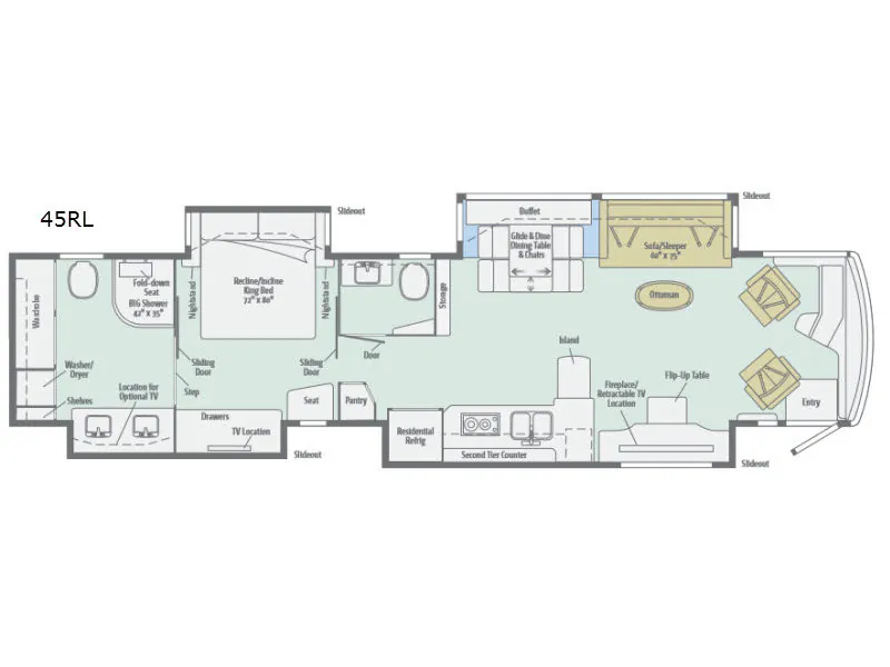 2017 Winnebago Grand Tour 45RL floor plan