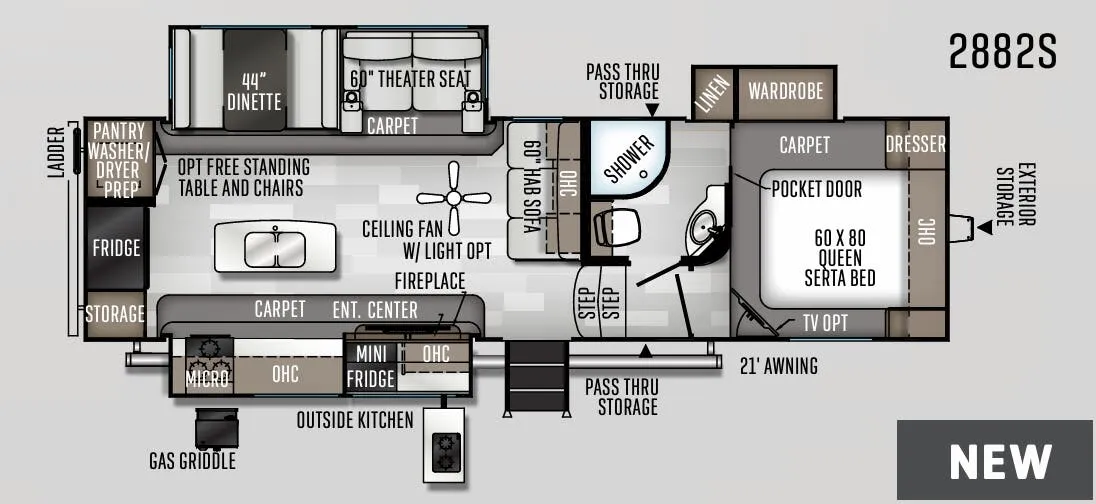 Forest River Rockwood Ultra Lite 2882S floor plan
