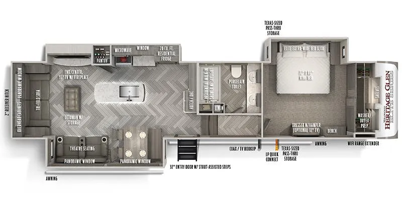 2022 Forest River Wildwood Heritage Glen Elite Series 34RL - Floor plan