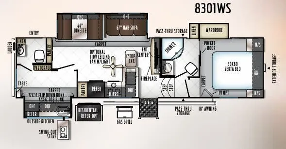 Forest River Rockwood Signature Ultra Lite 8301WS floor plan
