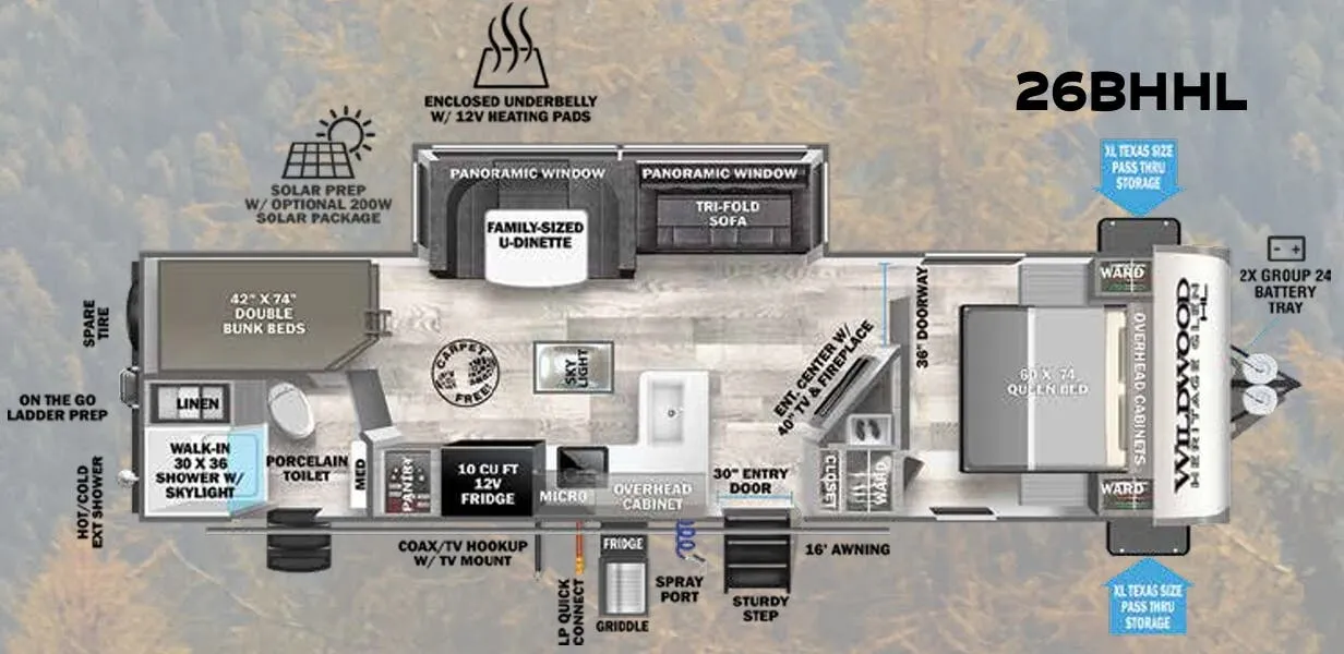 Forest River Wildwood Heritage Glen Hyper-Lyte 26BHHL floor plan