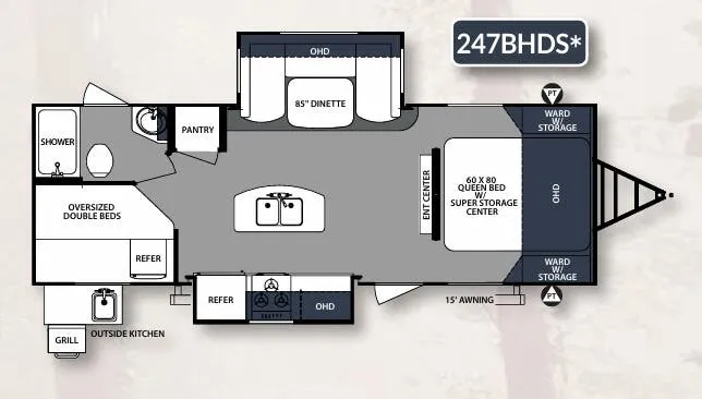 2018 Forest River Surveyor 247BHDS floor plan