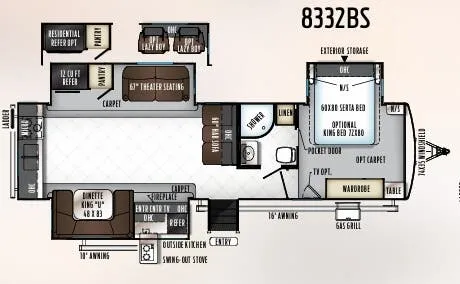 Forest River Rockwood Signature Ultra Lite 8332BS floor plan