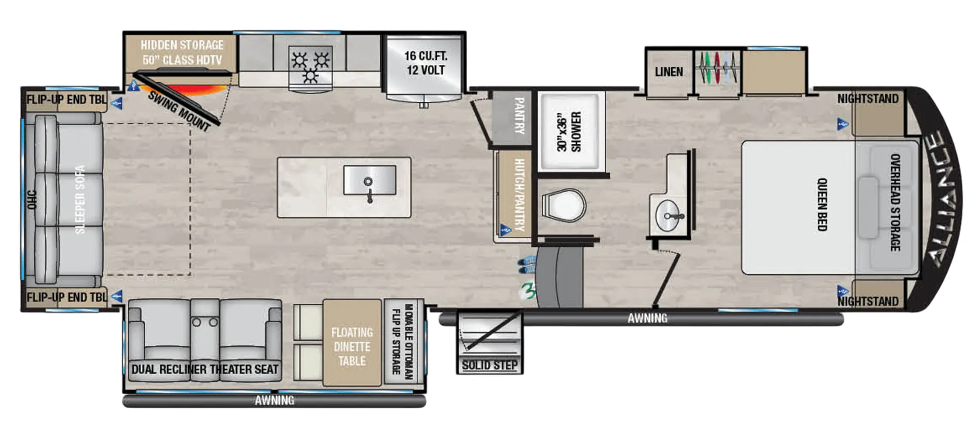 Alliance RV Avenue 30RLS floor plan