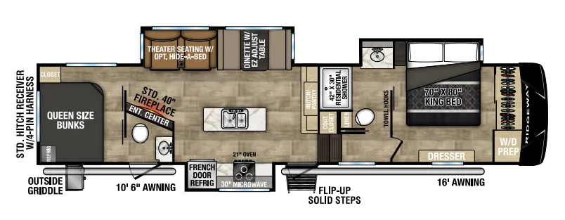 K-Z Ridgeway 35BH floor plan