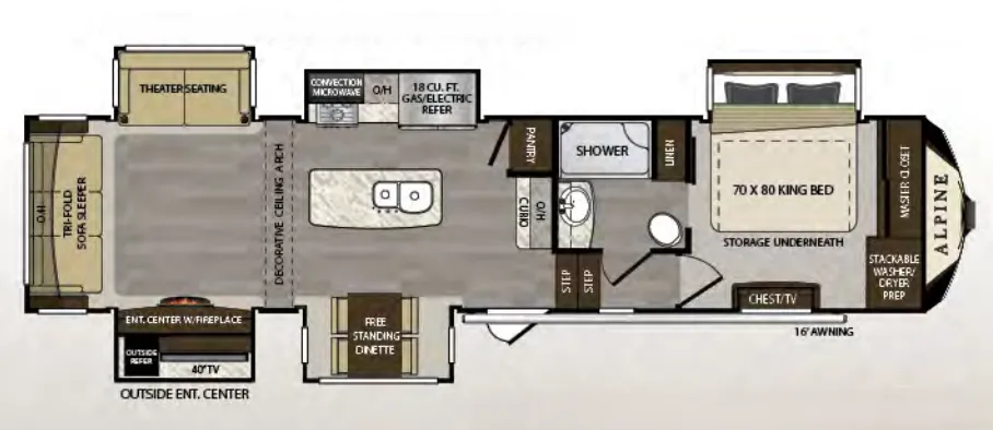 Keystone Alpine 3501RL floor plan