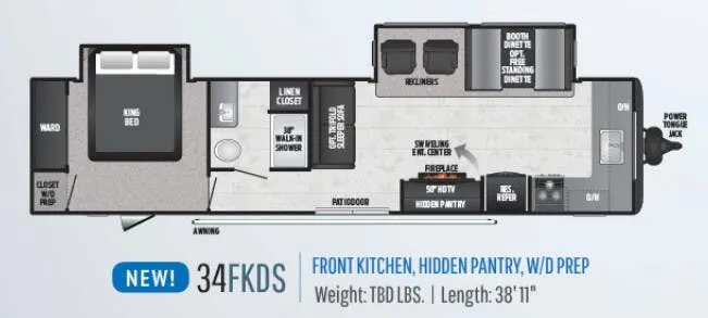 Keystone Hideout 34FKDS floor plan