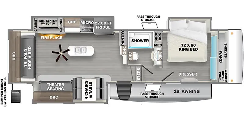 2022 Forest River Sandpiper Luxury 321RL - Floor plan