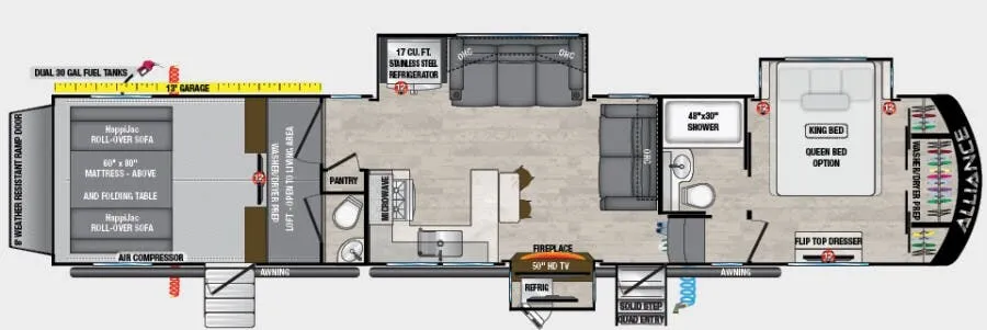 Alliance RV Valor 40V13 floor plan