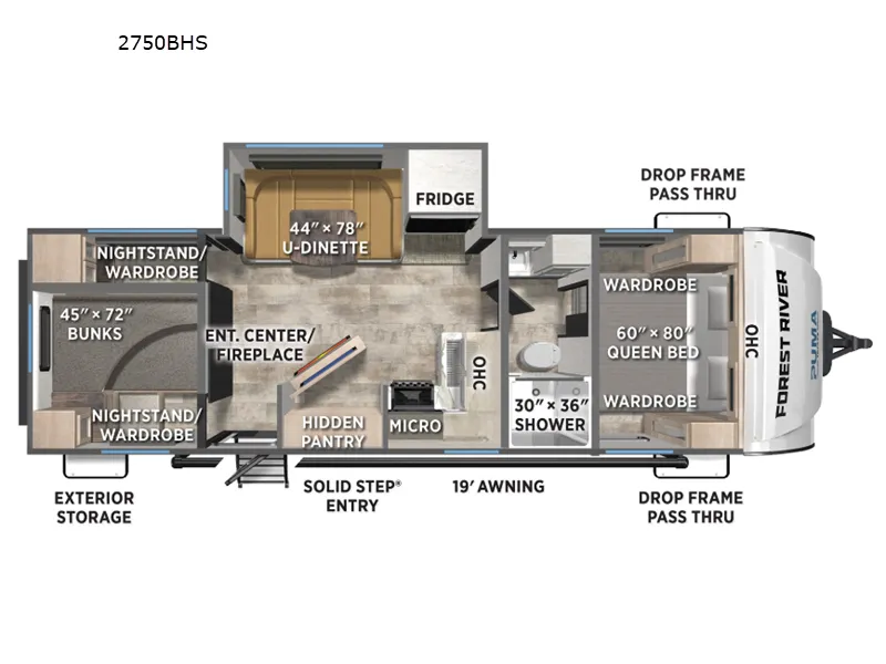 2026 Forest River Puma Tracks 2750BHS - Floor plan