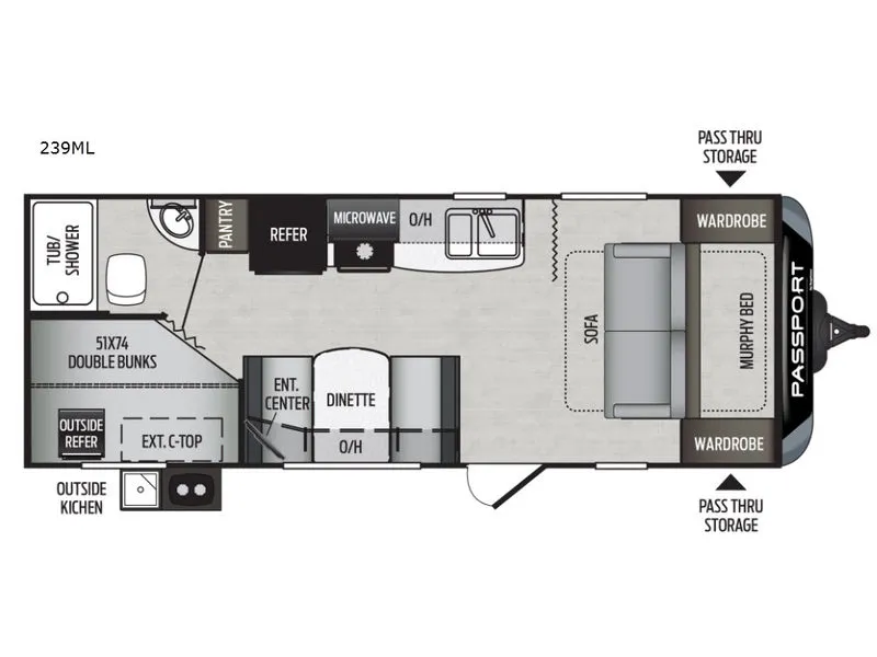 2019 Keystone Passport Ultra Lite 239ML floor plan