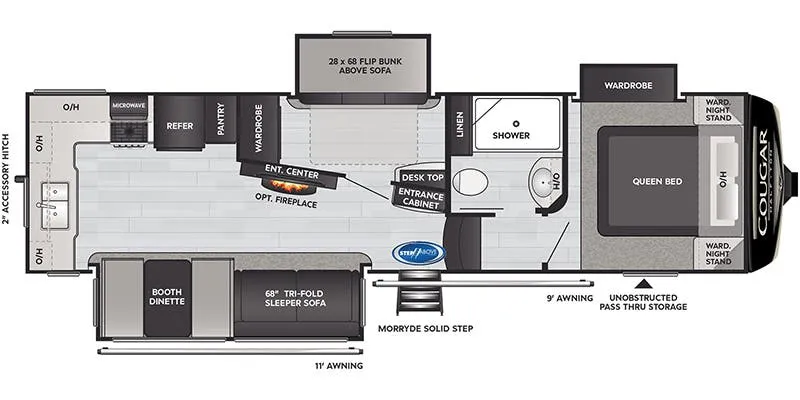 2022 Keystone Cougar Half-Ton 29MBS - Floor plan