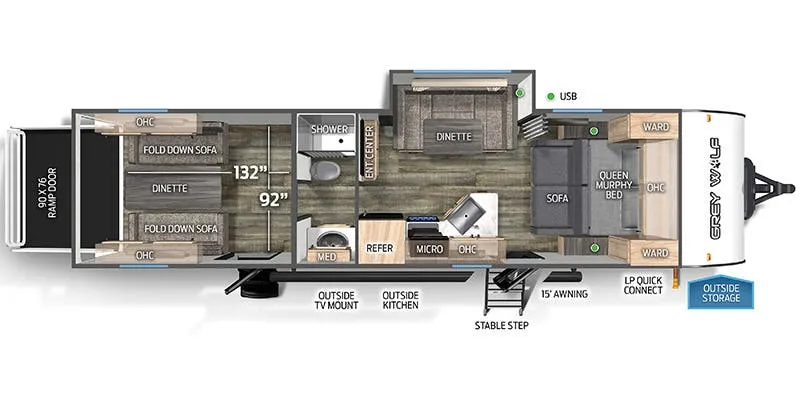 2023 Forest River Cherokee Grey Wolf 27RR floor plan