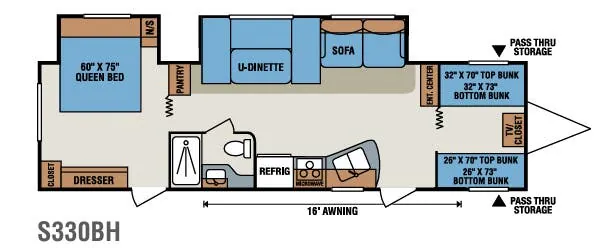K-Z Sportsmen S330BH floor plan