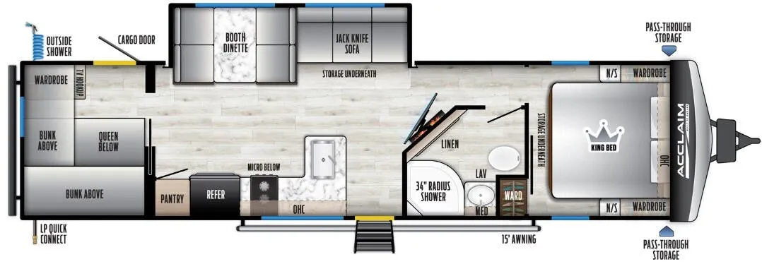 East to West Acclaim 3250QB floor plan