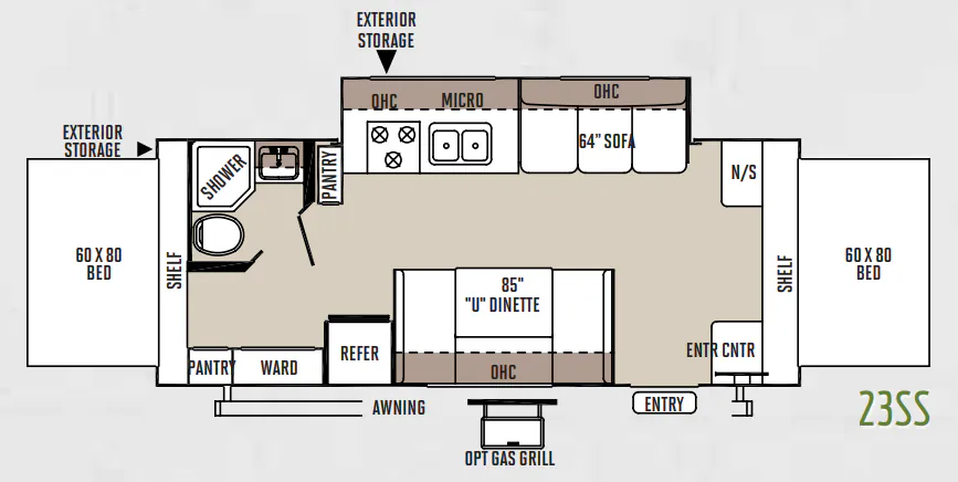 Forest River Flagstaff Shamrock 23SS floor plan