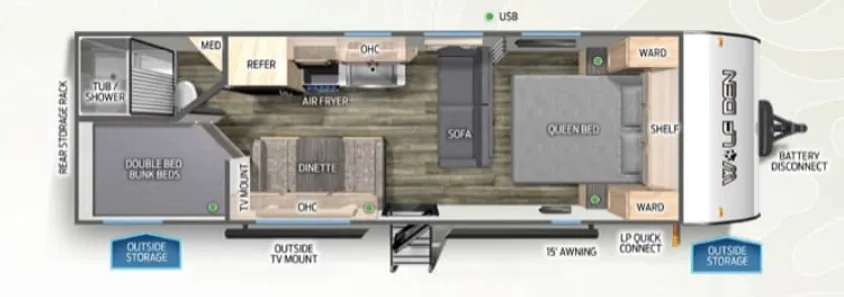 Forest River Cherokee Wolf Den 26DJSE floor plan
