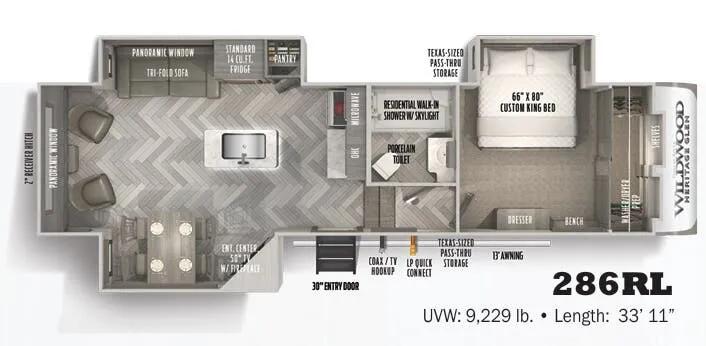 Forest River Wildwood Heritage Glen 286RL floor plan