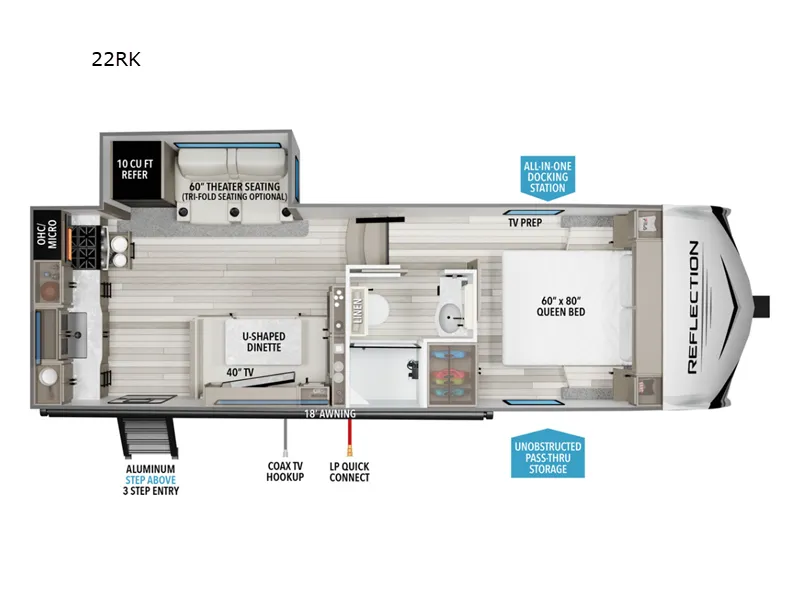 2026 Grand Design Reflection 100 Series 22RK floor plan