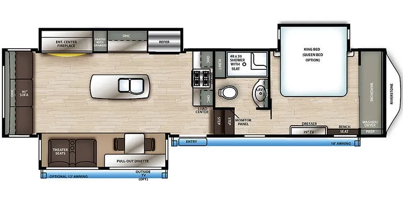 2021 Forest River RiverStone Reserve Series 3670RL - Floor plan