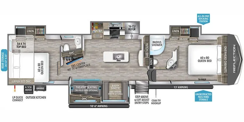 2024 Grand Design Reflection 362TBS floor plan