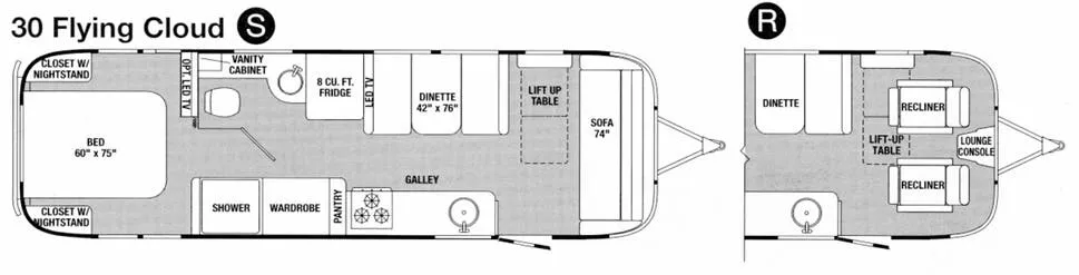 Airstream Flying Cloud 30 floor plan