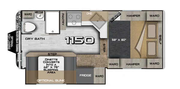 Northwood Arctic Fox Camper 1150 floor plan