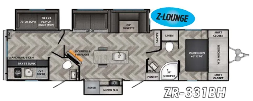 2024 CrossRoads Zinger 331BH - Floor plan