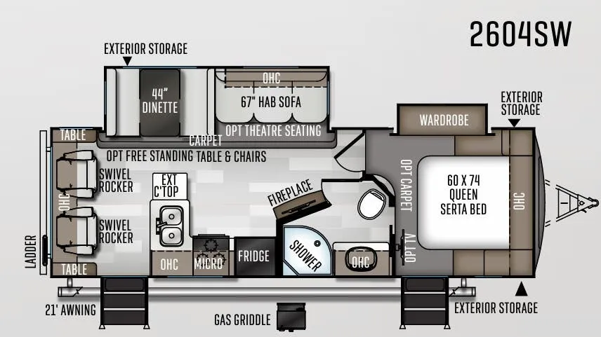 Forest River Rockwood Ultra Lite 2604SW floor plan