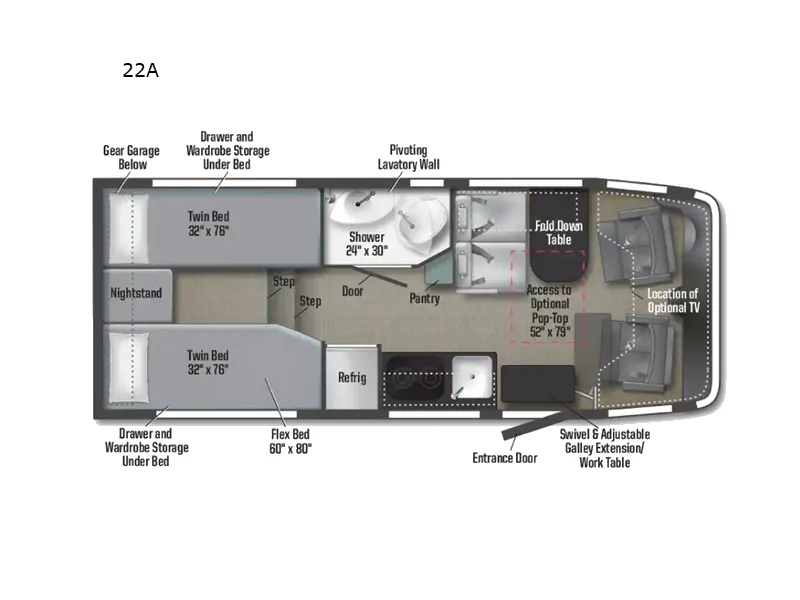 2026 Winnebago Ekko 22A - Floor plan