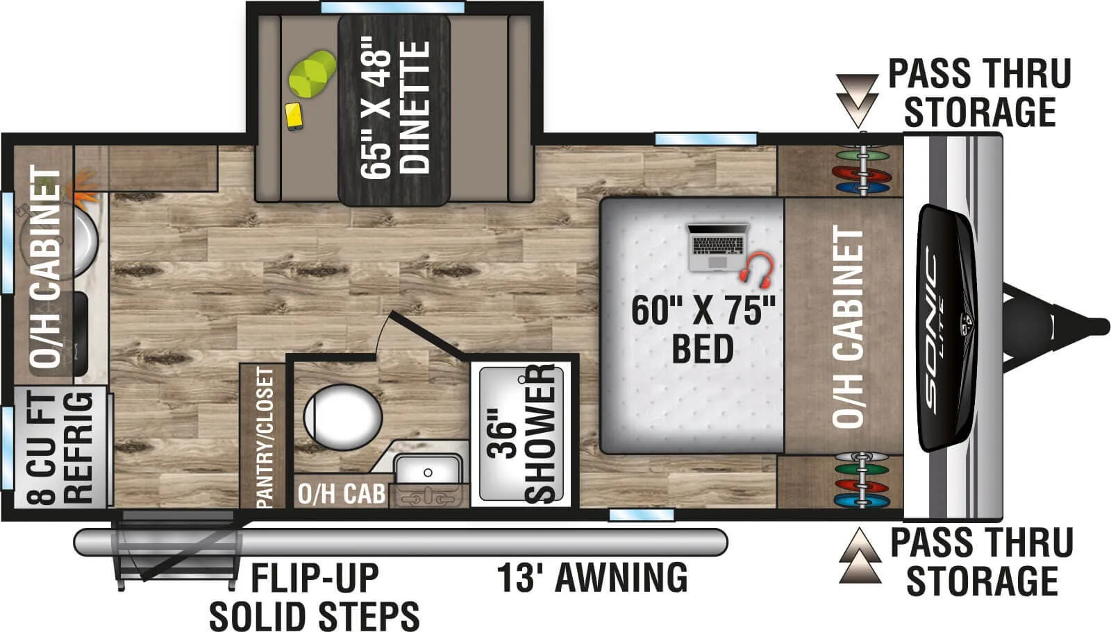 2023 Venture RV Sonic Lite SL169VRK - Floor plan