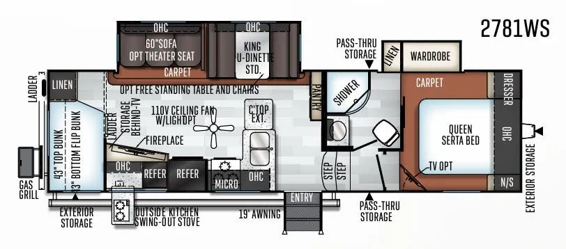 Forest River Rockwood Ultra Lite 2781WS floor plan