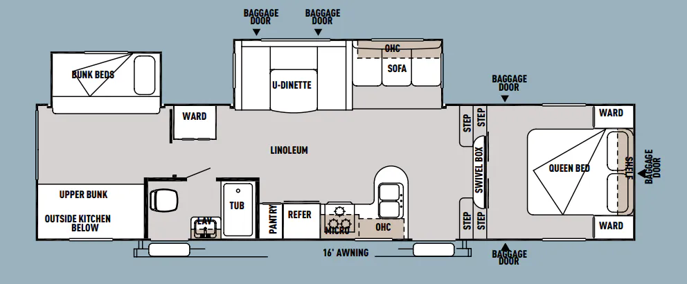 Forest River Wildwood 33BHOK floor plan