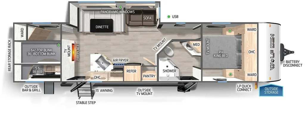 2025 Forest River Cherokee Wolf Den Black Label 294GEBGBL floor plan