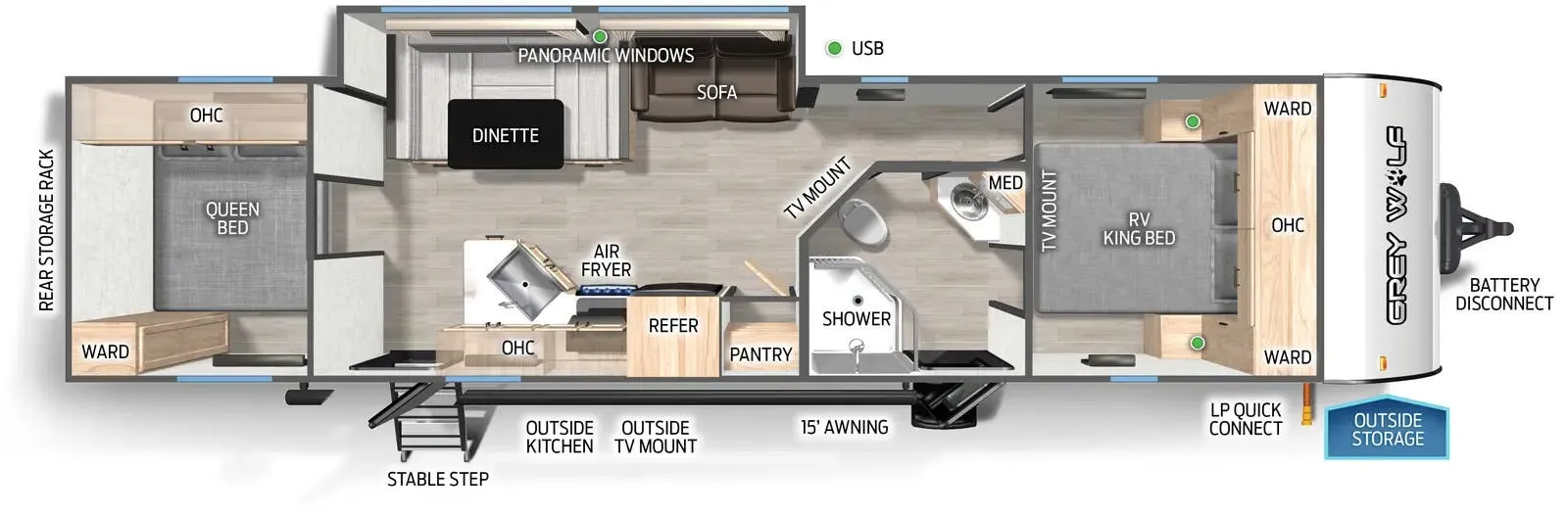 2025 Forest River Cherokee Grey Wolf 29QB - Floor plan