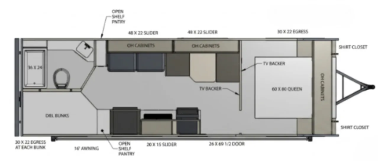 2026 SUNSET PARK RV SUNLITE 25DB - Floor plan
