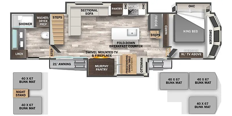 2024 Forest River Cedar Creek 40CBK - Floor plan