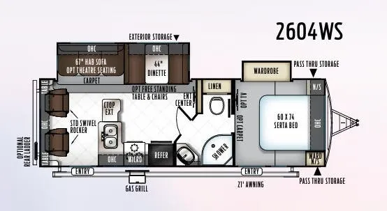 Forest River Rockwood Ultra Lite 2604WS floor plan