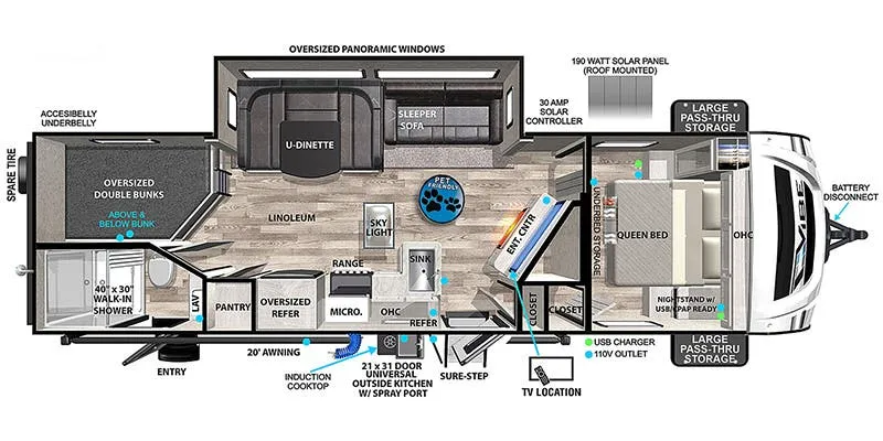 2022 Forest River Vibe 26BH floor plan