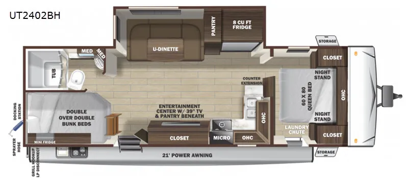 2021 Highland Ridge Open Range Ultra Lite UT2402BH floor plan