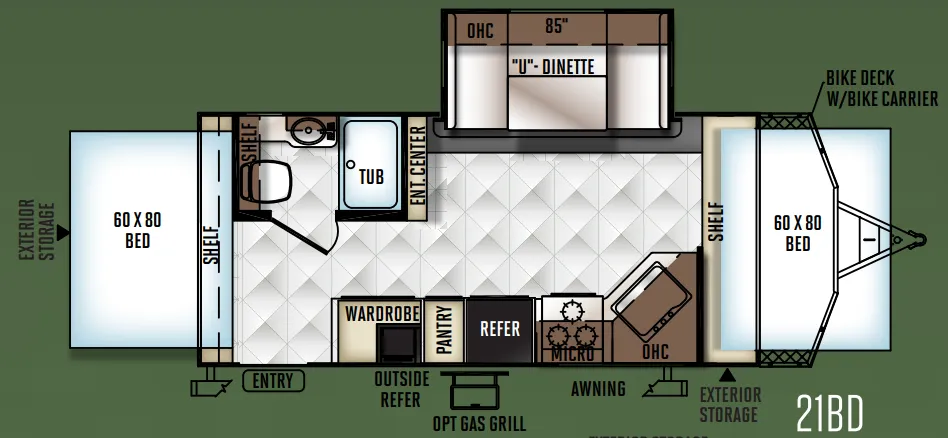 Forest River Rockwood Roo 21BD floor plan