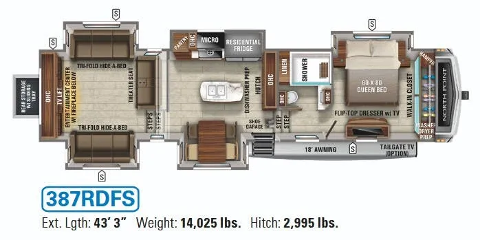 Jayco North Point 387RDFS floor plan