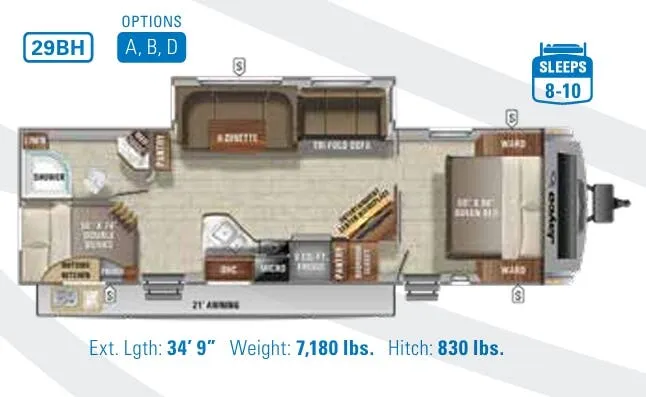 Jayco White Hawk 29BH floor plan