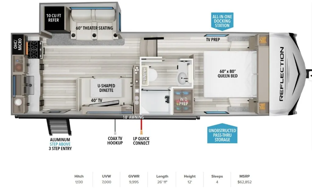 2026 Grand Design Reflection 100 Series 22RK - Floor plan