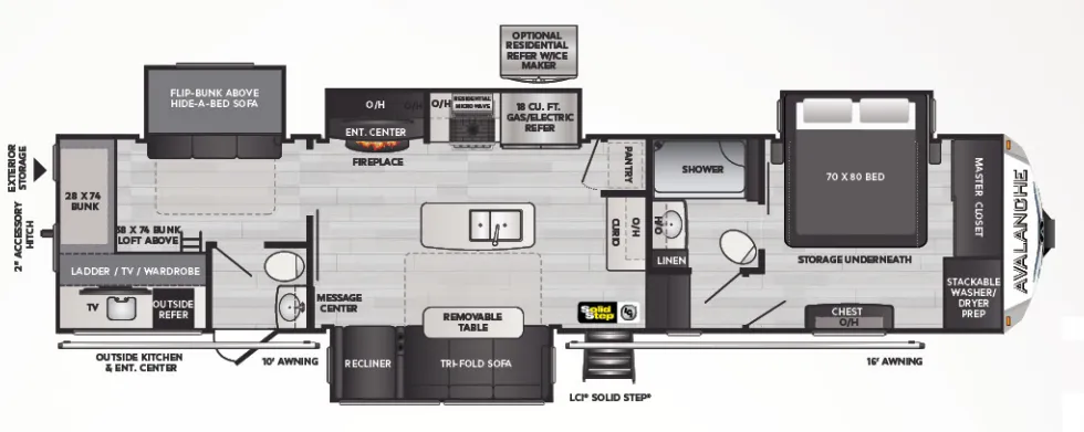 Keystone Avalanche 378BH floor plan