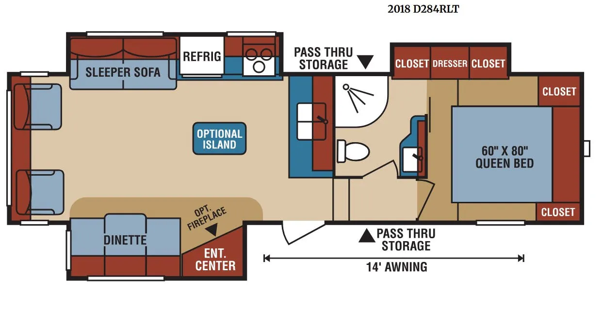 K-Z Durango Sport D284RLT floor plan