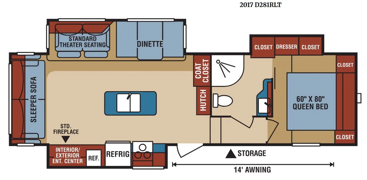 K-Z Durango 1500 D281RLT floor plan