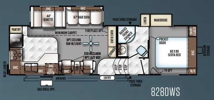 2017 Forest River Rockwood Signature Ultra Lite 8280WS - Floor plan