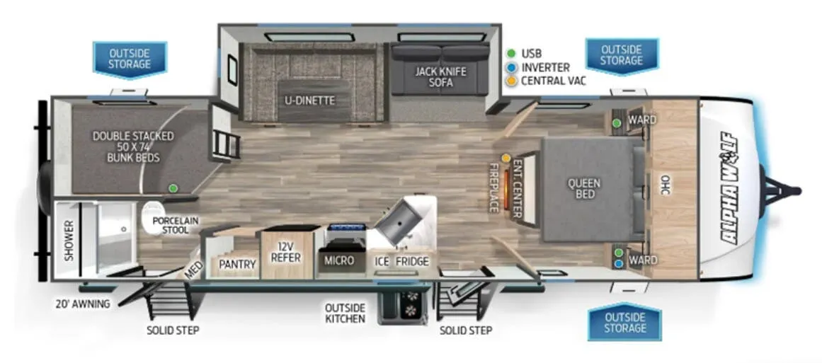 Forest River Cherokee Alpha Wolf 26DBH floor plan