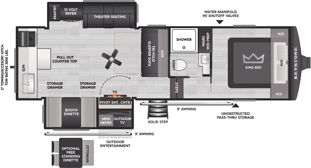 2027 Keystone Cougar Half-Ton 26RKE floor plan
